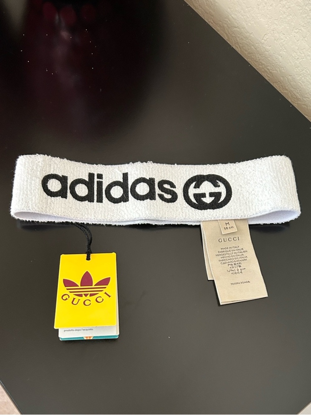 Gucci x Adidas Logo Headband NWT Collectible Collaboration Luxury Hair Accessory